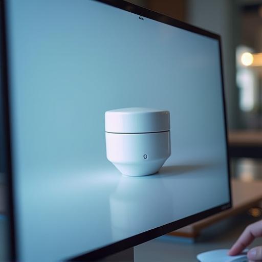 3D-modell av en kremkrukke på en dataskjerm.